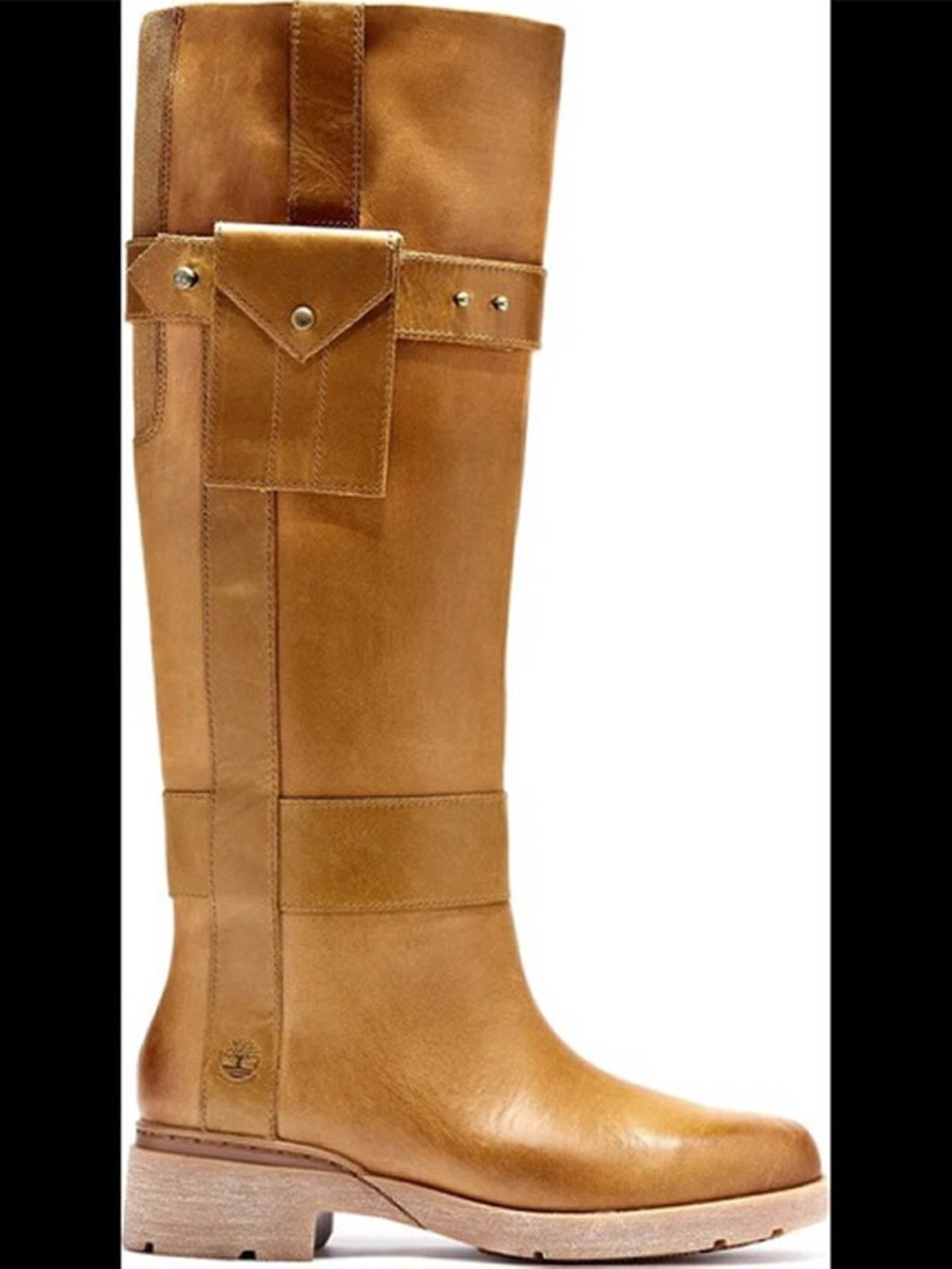 Timberland Tan Leather Knee-High Boot with Side Pocket Detail